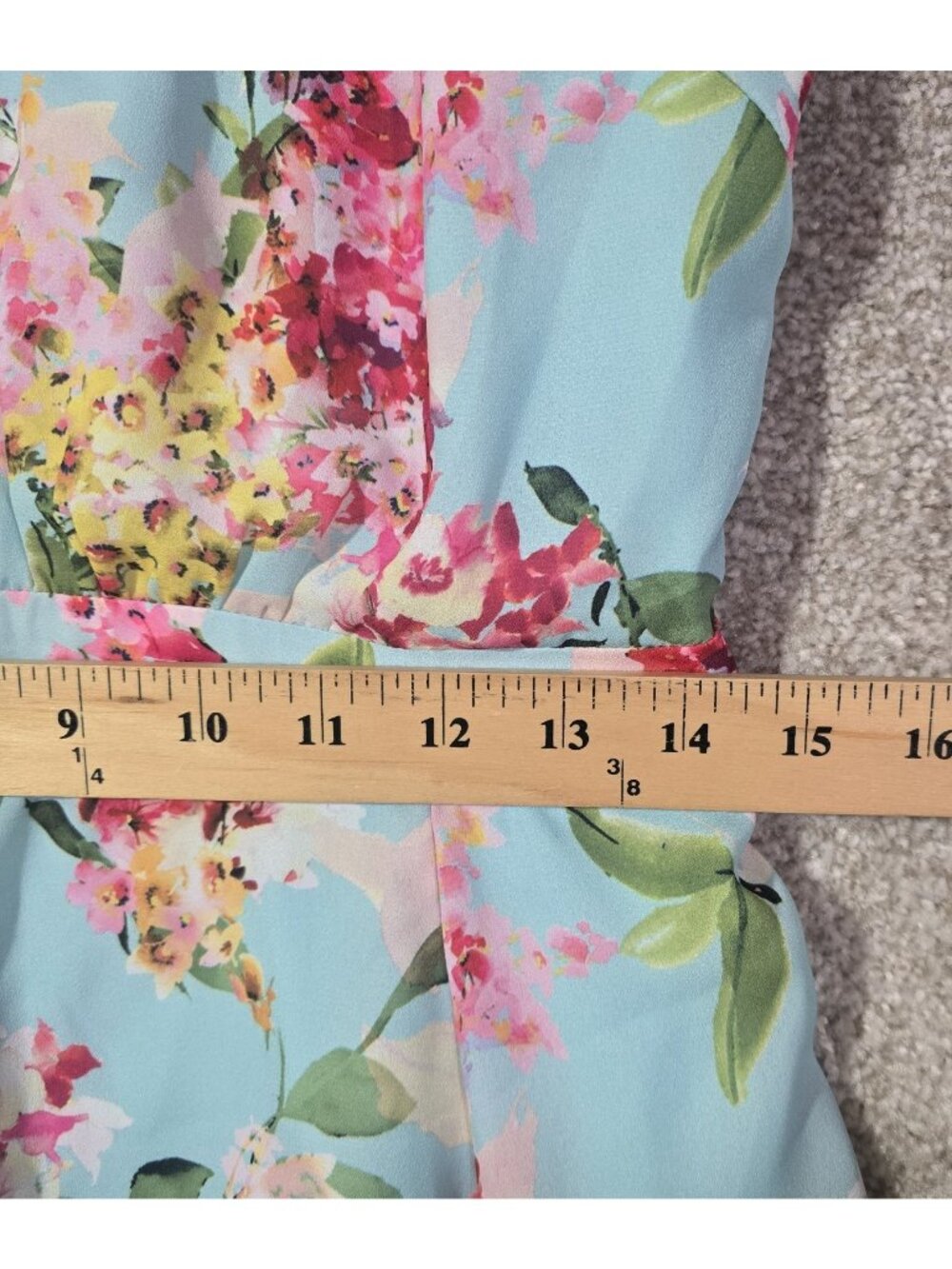 Adelyn Rae Floral Halter Midi Dress Fit Flare Garden Party Romantic Aqua Women L - Picture 10 of 12